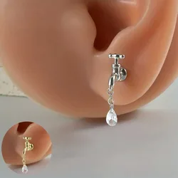 1PC Surgical Steel Faucet Stud Earring Water Drop Zircon Pendant Ear Stud Cartilage Ear Lobe Piercing Helix Daith Tragus Earring