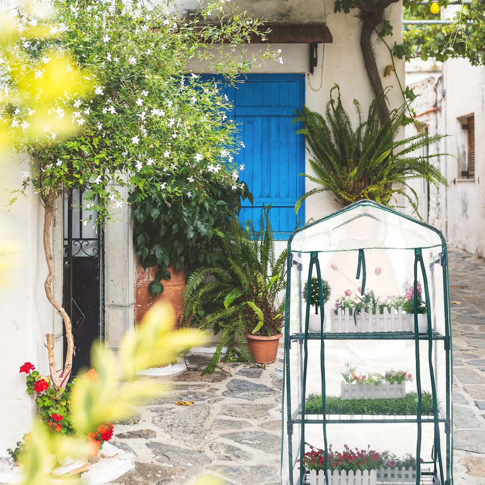 غطاء حماية لنباتات الحديقة البديلة للدفيئة الصغيرة للاستخدام الداخلي في الهواء الطلق ملحقات الدفيئة غطاء بولي كلوريد الفينيل مقاوم للمطر