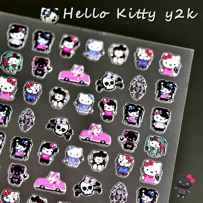 

Hello Kitty Cartoon Anime Smart Non - Mainstream Punk Rock Style Kitty Cat Nail Sticker Nail Decoration Nail Art Supplies Cute