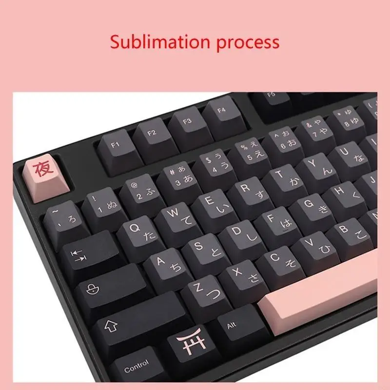 Thick PBT Keycaps Dye Subbed Cherry Keycap 136-Key Night Sakuras Japanese English For MX Switch Mechanical Keyboard DIY 