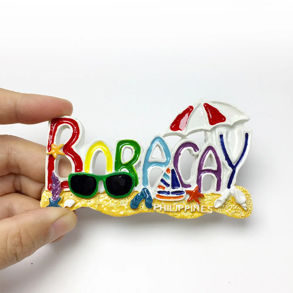

Resin Boracay Philippines Magnetic Fridge Decor - Colorful Beach Themed Souvenir