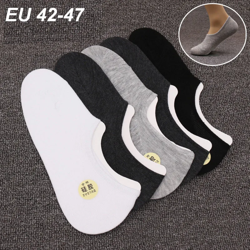 3 Pairs Summer Men Large Size Boat Socks Invisible Comfortable Breathable Odor Resistant Solid Color Fashionable Socks EU40-47