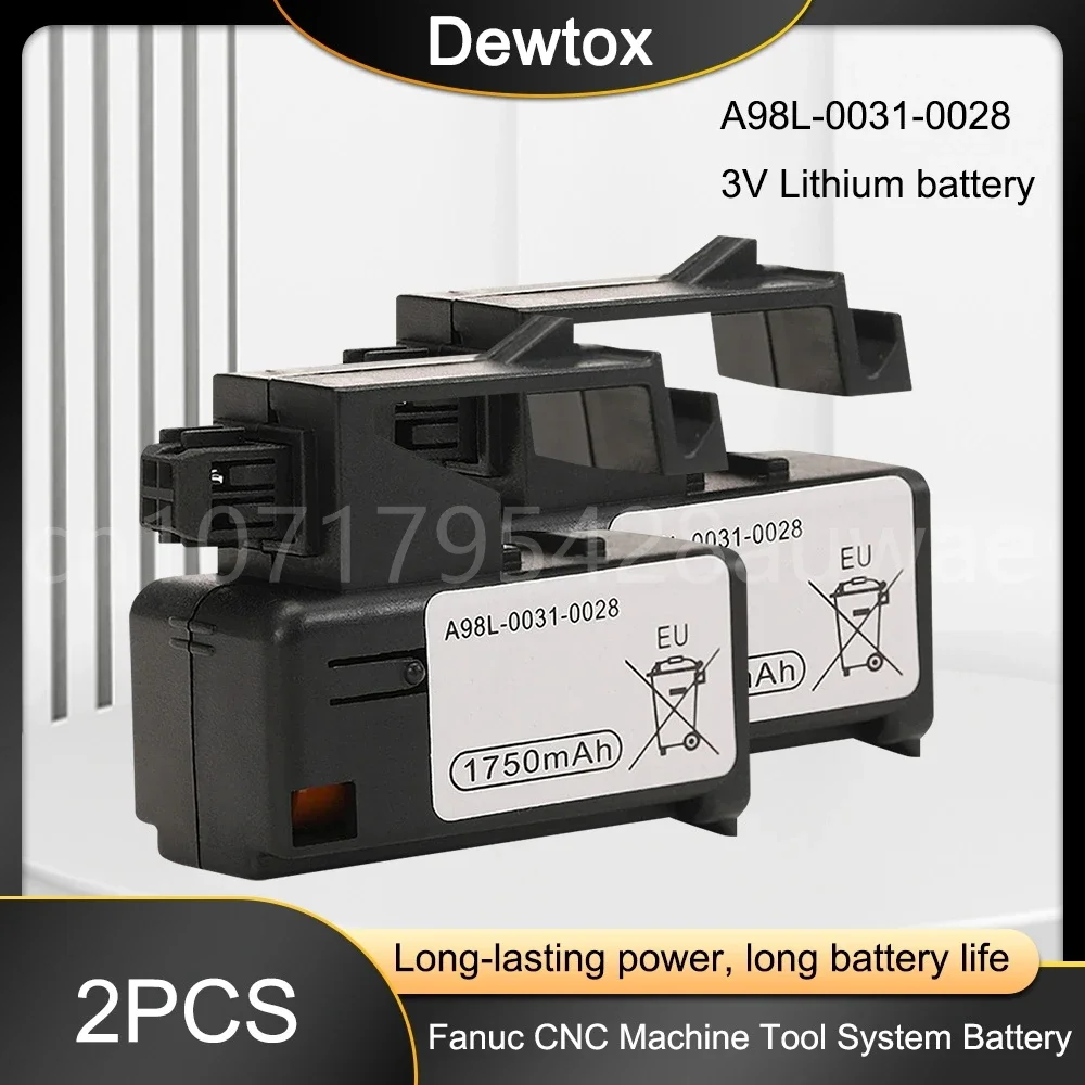 2PCS Original A98L-0031-0028 PLC Industrial Battery Pack For Fanuc CNC System A02B-0323-K102 3V 1750mAh Backup Battery