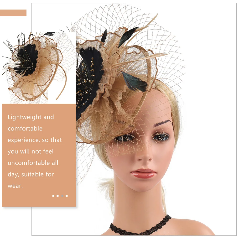 

Hair Clip Bridal Accessories for Women Garden Party Accessory Vintage Feathered Abs Fascinator Veil Miss Lady Hat