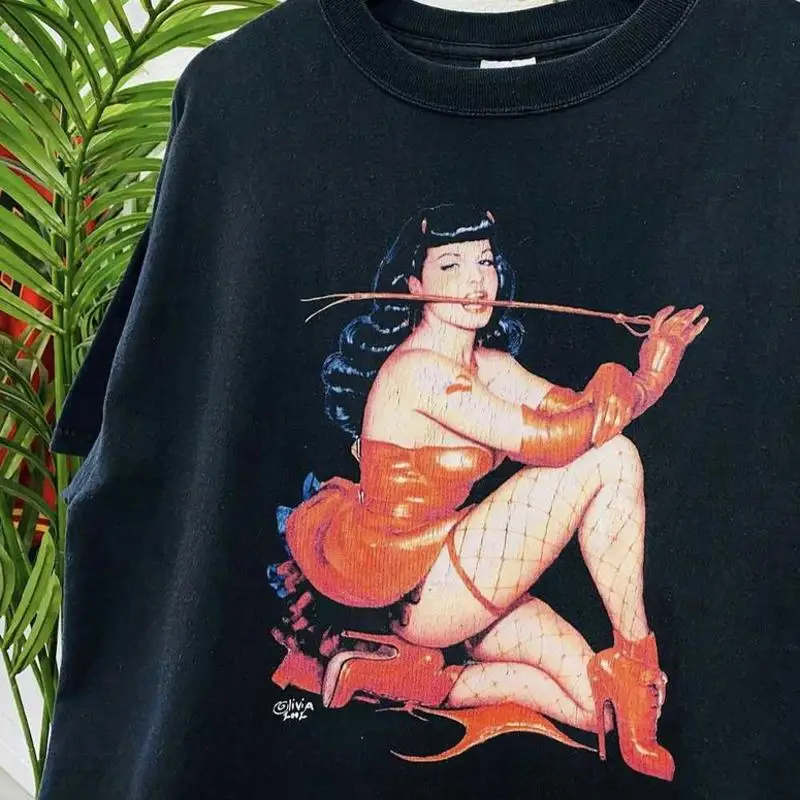 Футболка Bettie Page, черная, хлопковая, все размеры S 5Xl