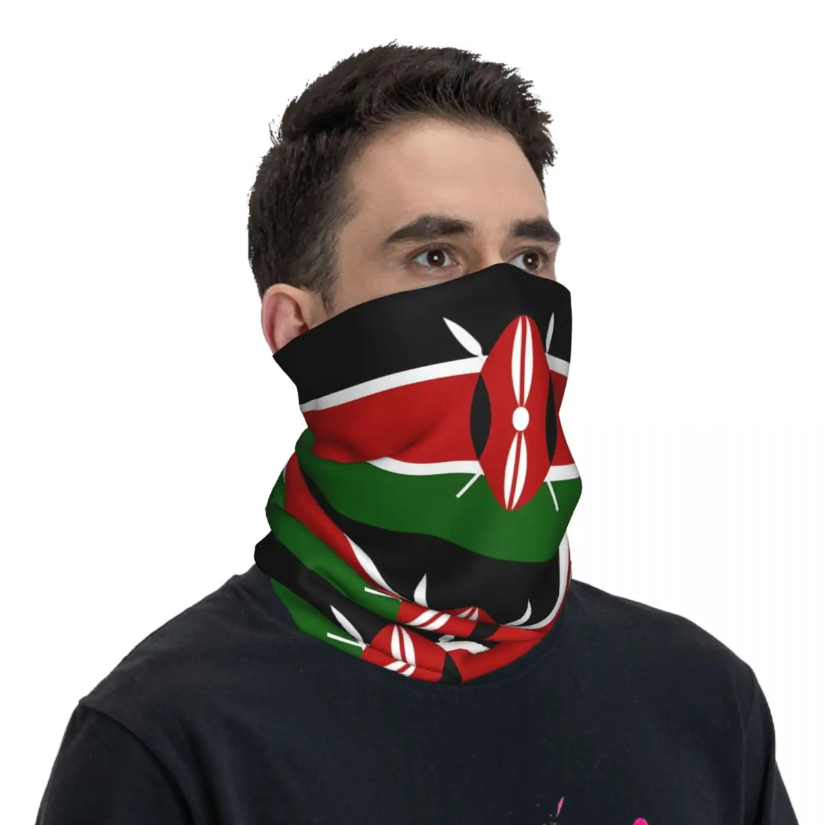 Kenya Flag Scarf Neckerchief Neck Face Mask Polyester