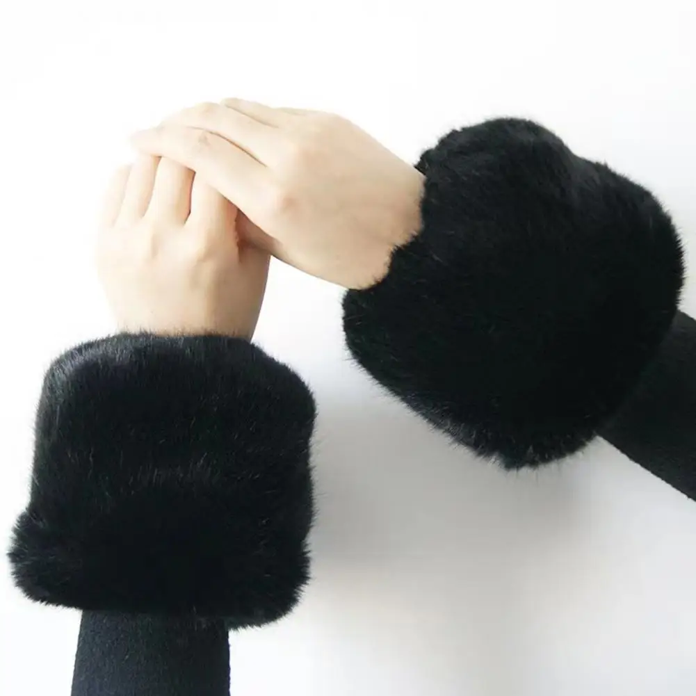 Plush Arm Sleeves Winter Warm Women Arm Warmer Faux Fur Elastic Wrist Slap On Cuffs Arm Warmer Fur Versatile Winter Arm-covers