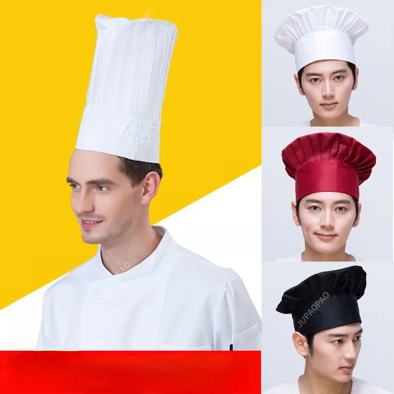 

New Men Chef Hat Bakery Kitchen Cap Adjustable Catering Elastic Kitchen Cook Hats Women Cafe Bar Waiter Kitchen Workwear Caps