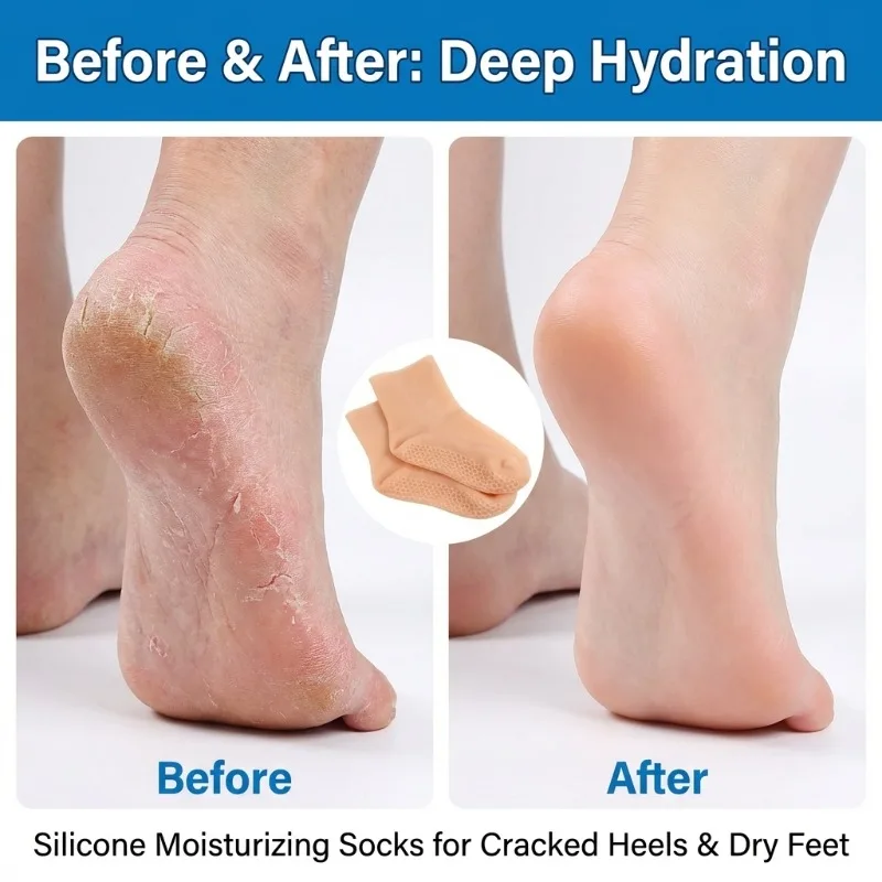 2PCS Silicone Moisturizing Foot Socks For Dry Cracked Feet Foot Care Socks Spa Pedicure Socks Massage Moisturizing Gel Foot Care view 4