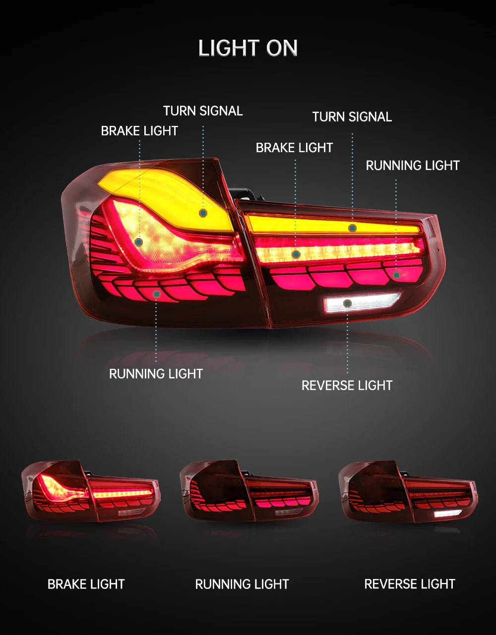 Pair Of Car Tail Light Assembly For BMW F35 318Li 320i 3 series 13- 18 LED Brake Signal light Tuning Parts Car Rear Lamp System