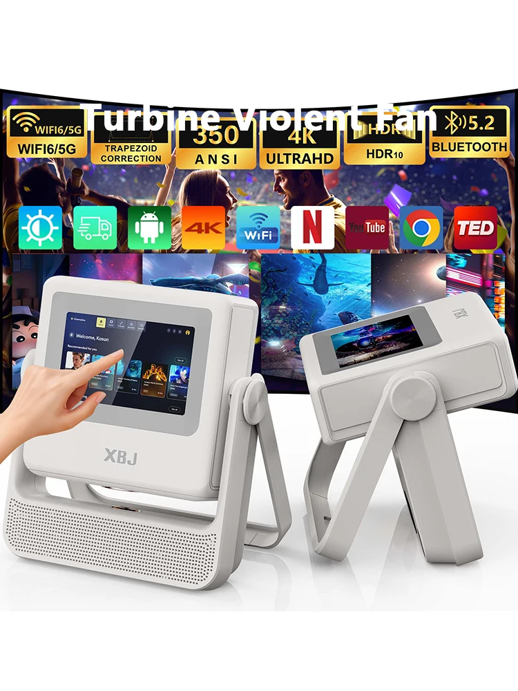 XBJ A5Pro Smart Doppel-Touchscreen-Projektor 720P HD Beamer mit WLAN, Automatischer Trapezkorrektur, Heimkino Outdoor-Kino