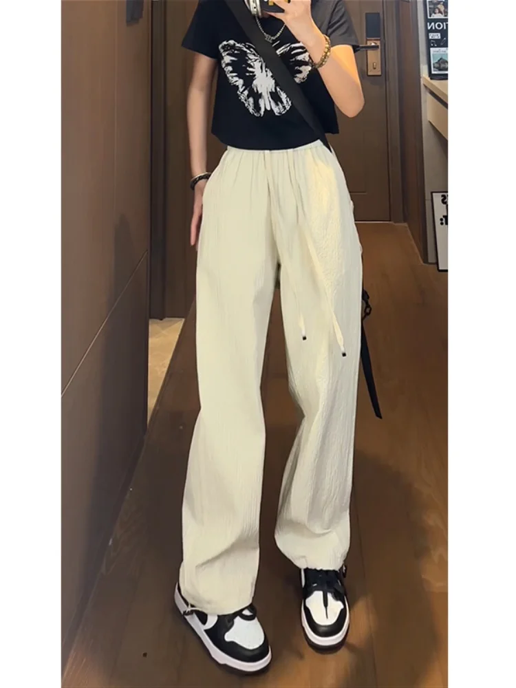 

Men's Casual Sports Pants 2024 New Autumn Thin Loose Drape Straight Leg Wide Leg Qui Dry Breathable Long Trousers