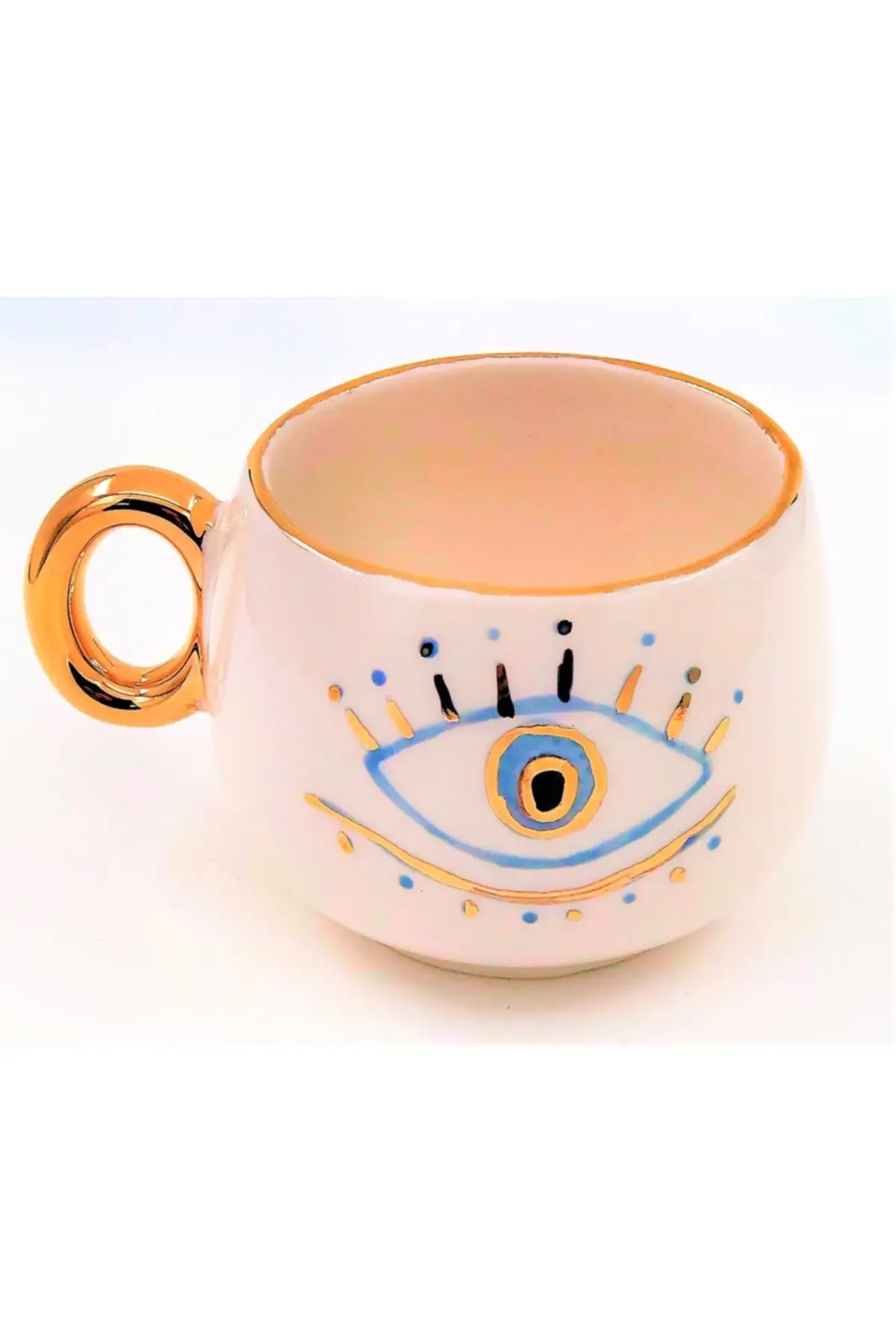 

DOLBOVI 24 sterling gold embroidered, eye figured, 100 handmade, turkish coffee cup 90 Ml