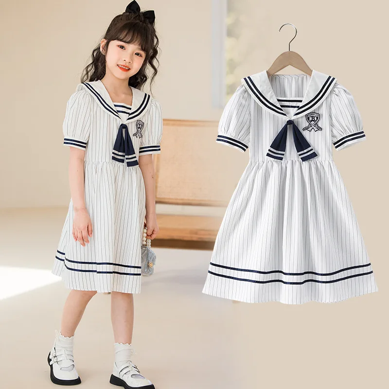 

ZOETOP Korean School Girl Dress Children Girl Navy Collar Academy Style Dress Prom Dress Teenager Girl Striped Princess Dress