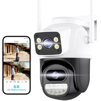 Security Camera 4K Outdoor WiFi 6X PTZ ICSEE Dual Lens Home Security Camera 360° View 6MP AI Detection Full-Color Night Vision