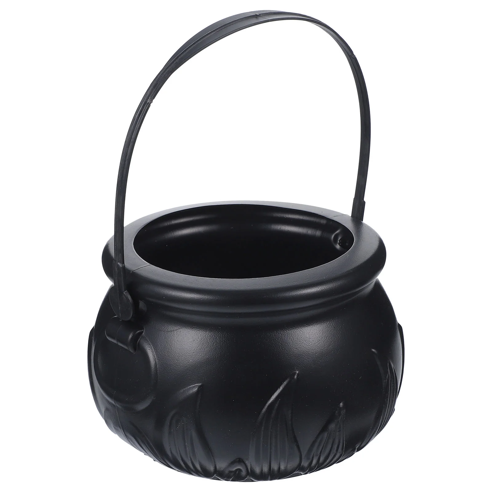 Halloween Themed Decorations Large Size Witch Bucket Plastic Round Basket(Black) candy kettle candy jar