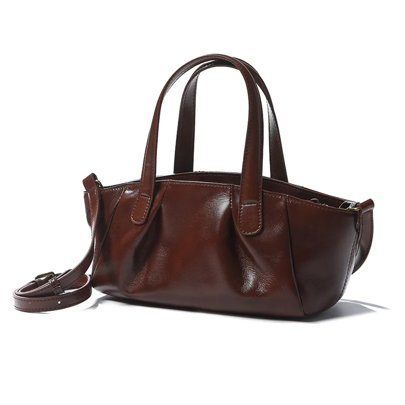 

Vintage Woman Genuine Leather Handbag 2025 New Fashion Ladies Tote Bag Real Cowhide Shoulder or Crossbody Bag