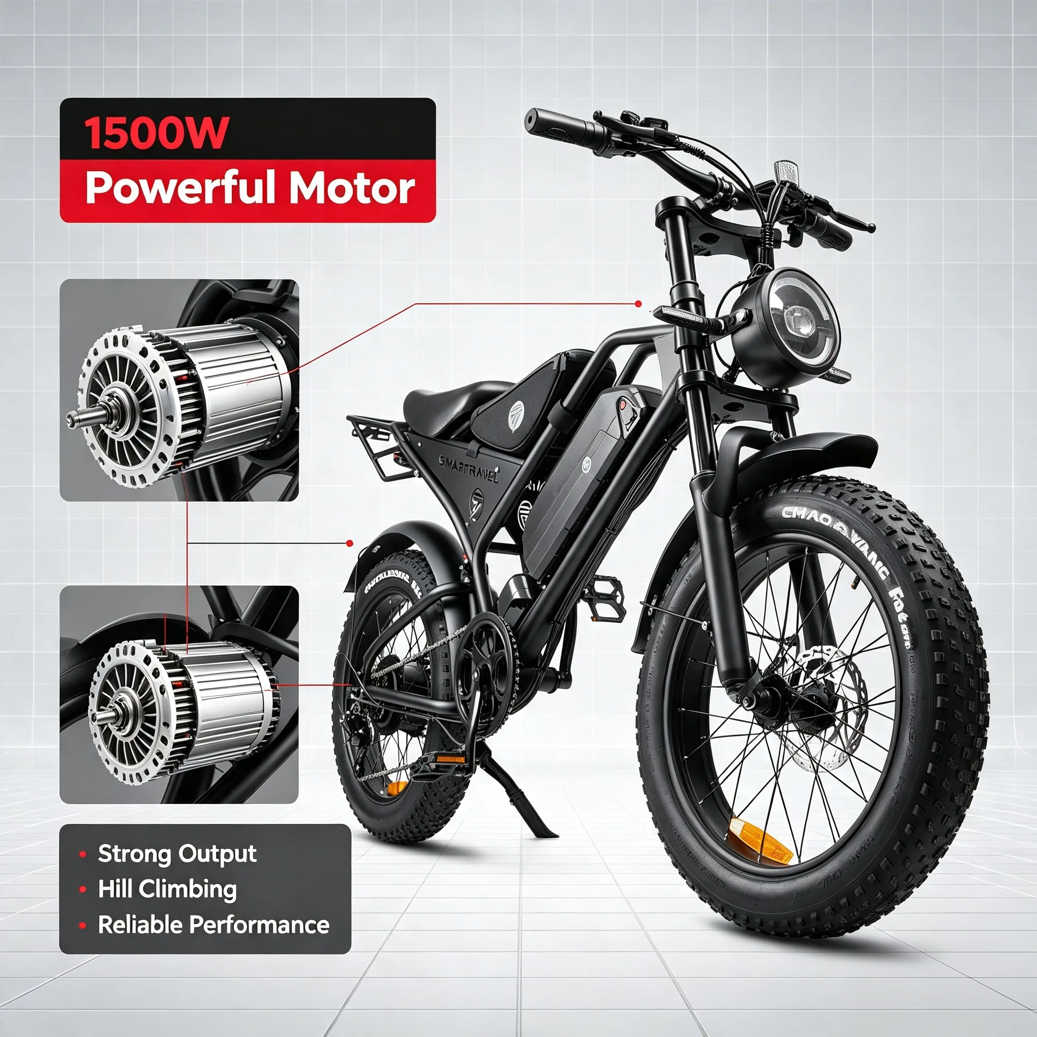 1500W Peak 85N.m Electric Bike SU8 20"x4.0 Fat Tire Full Suspension E‑Bike,48V 20Ah Removable Battery,32MPH Max Speed,Up to 60 Miles Range for Teens, Ships from USA view 4