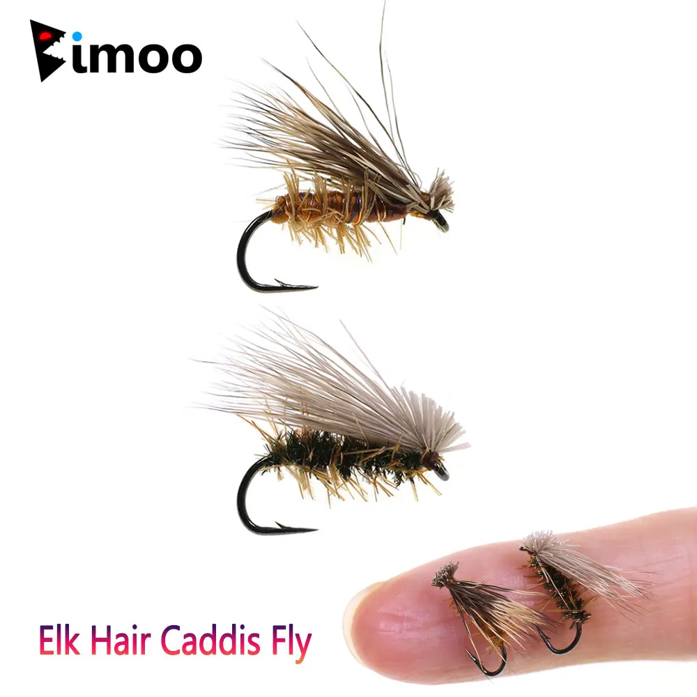 Bimoo 6 pièces # 14 cheveux d'élan Caddis mouche flottant cerf cheveux Stonefly mouche sèche truite artificielle émeraude mouche greyling leurres de pêche