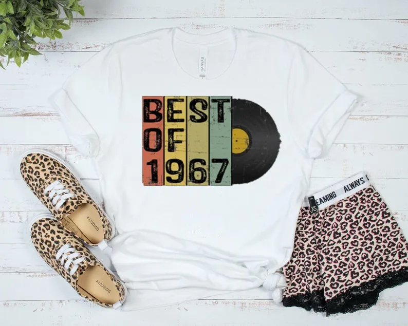 Vintage Best of 1967 55th Birthday Shirt, 55 Bday Gift For Him or Her, Shirts Men Women Retro Birthday Party 100% Shirts Unisex