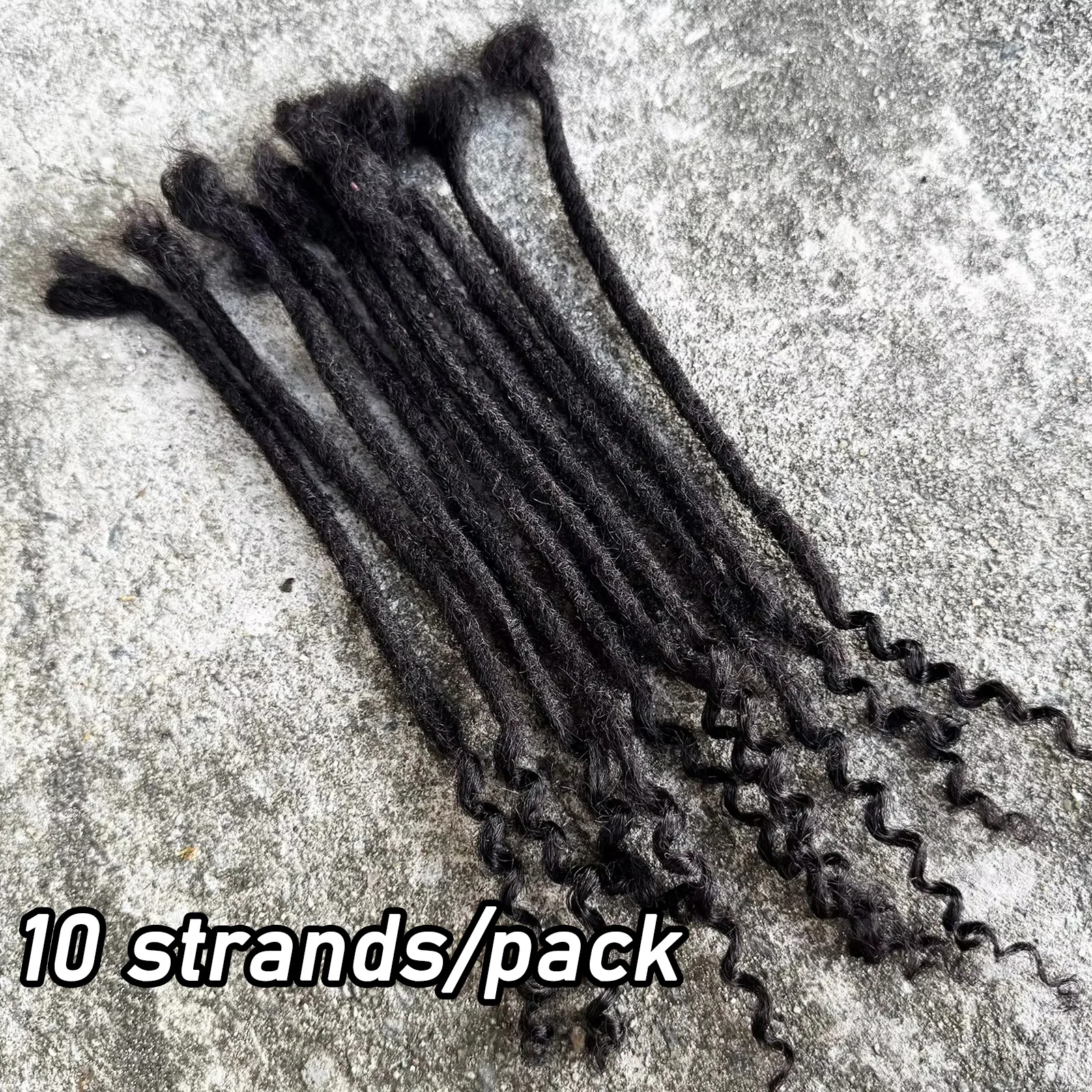 8-14inch 0.6cm Width Human Hair Dreadlock Extension with Curly Ends Handmade Permanent Locks Extension Can Be Dyed for Men/Women
