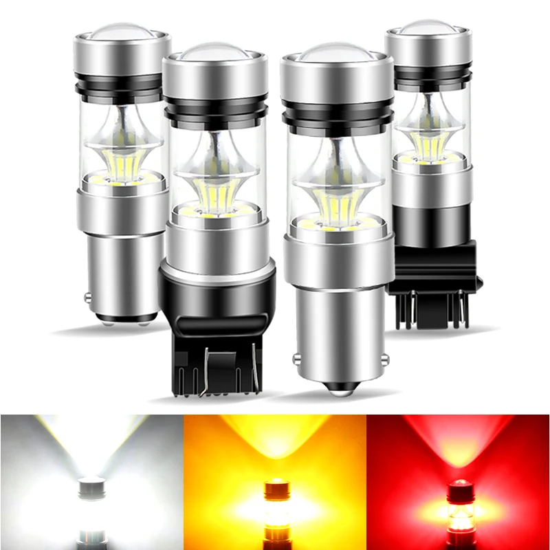 2 sztuki BA15S 1156 T20 7443 W21/5W P21/5W BAY15D 1157 BAZ15D 3157 P27/7W Światła hamowania LED Światła sygnalizacyjne LED Światła samochodowe 12v