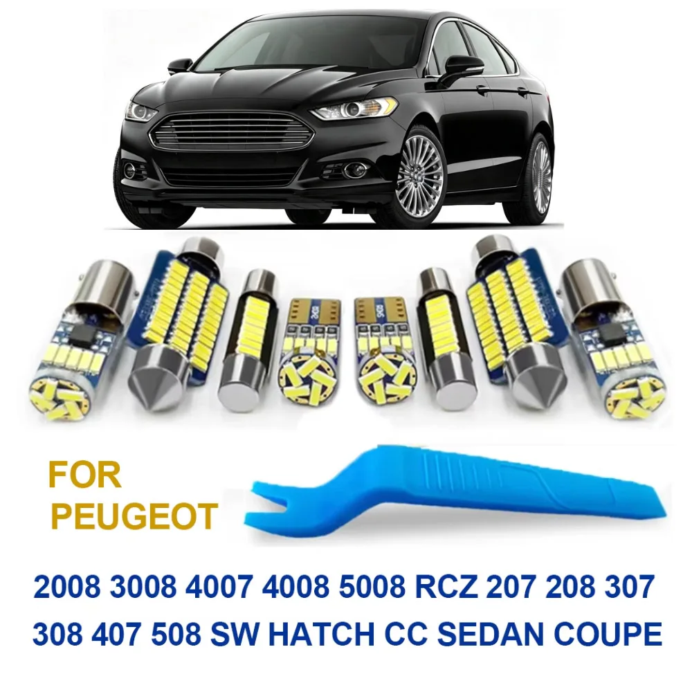 Interior LED Light Canbus For Peugeot 2008 3008 4007 4008 5008 RCZ 207 208 307 308 407 508 White Indoor Signal Lamp Accessories