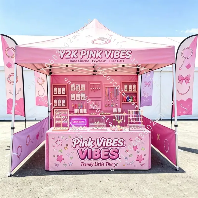 Custom Canopy Tent 10x10 Logo Personalized Pop Up Exhibition Marquee Vendor Business Trade Show Marketing Events Feather Flag