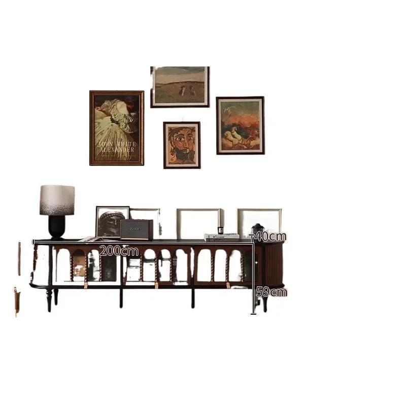 Solid wood TV cabinet living room retro high-end storage locker integrated