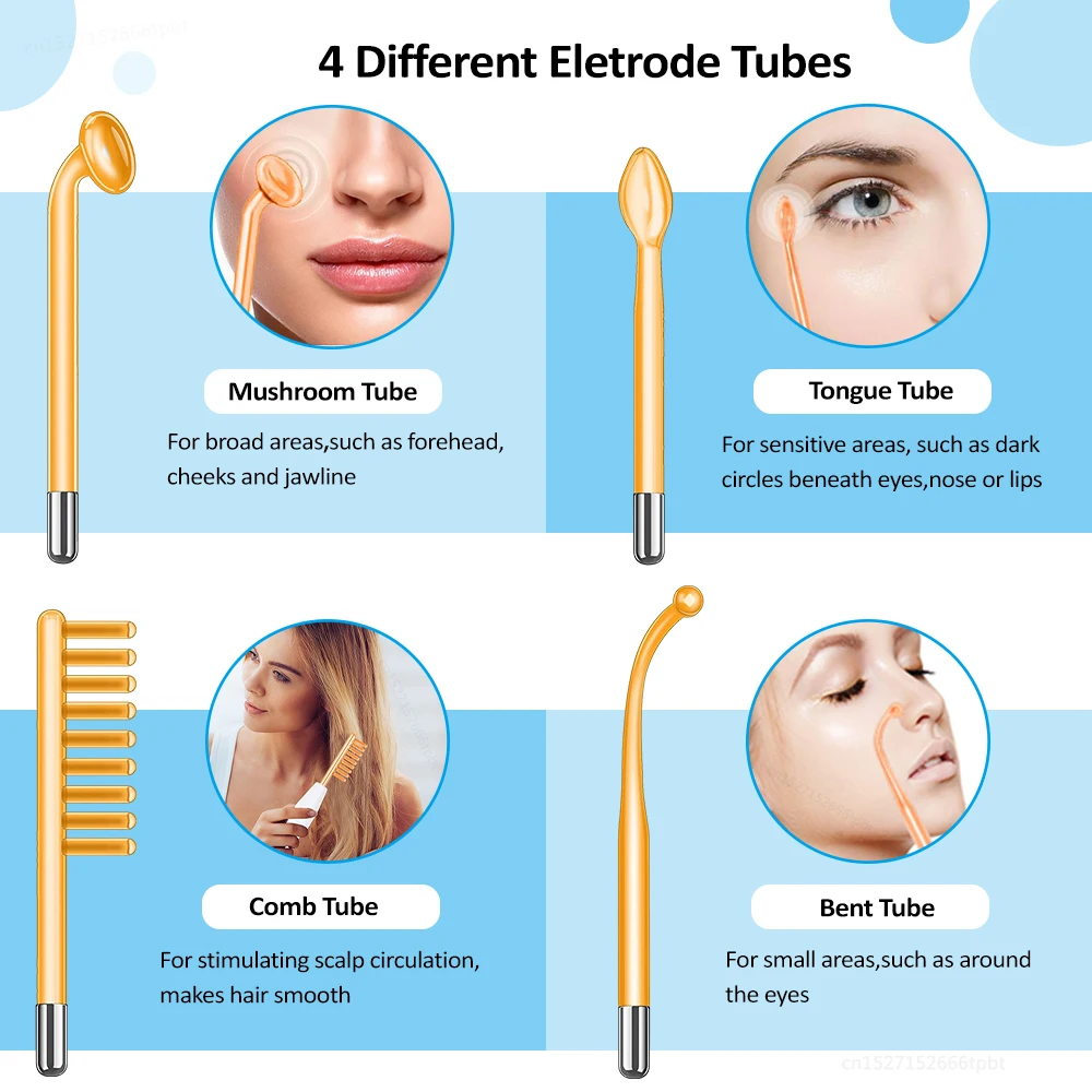 المحمولة عالية التردد آلة الوجه العلاج الكهربائي العصا القطب الزجاجي أنبوب الجلد التجاعيد جهاز الوجه أدوات العناية بالبشرة