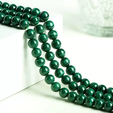 Natural 5A malachite4 6 8 10 12mm for making jewelry round loose beads for DIY bracelets and necklaces.