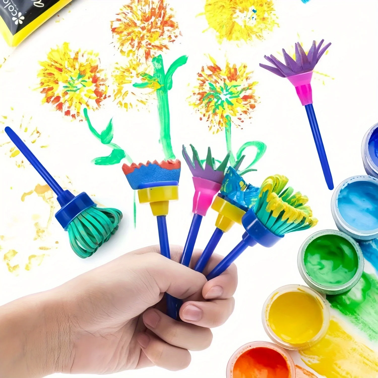 Kids Painting Sponge Brush Set Children Drawing Toys EVA Stamp Art Rubbings Graffiti Roller Tools Early Education DIY Puzzle Toy