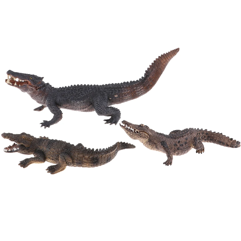 3pcs Simulation Animals Doll Crocodile Lifelike Kids Gift Animal Toy Model Lawn