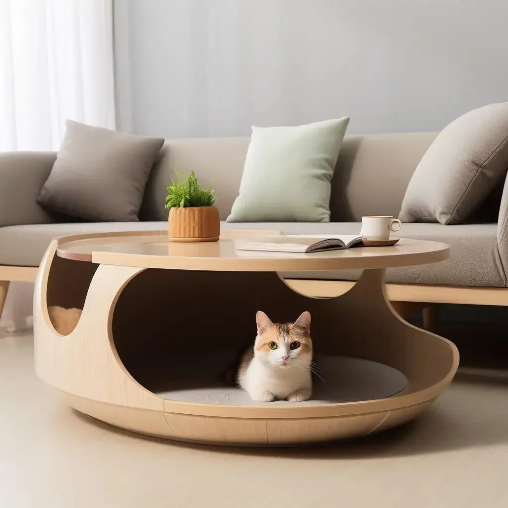 

Customized Modern Luxury Cat Furniture Table Eco-Friendly Printed Wood Pet Bed for Bedroom Living Room Hotel or Apartment Use
