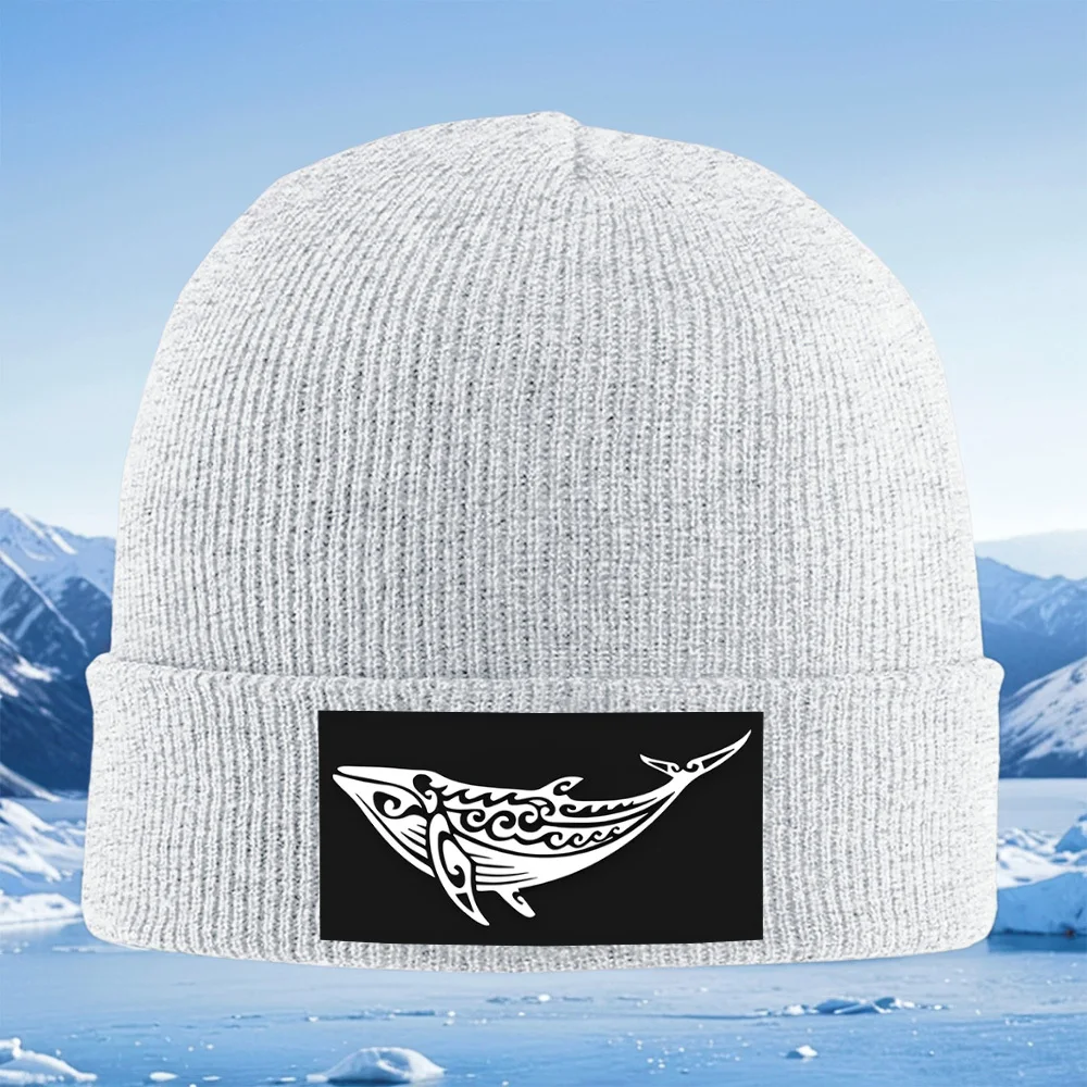 الحوت البولينيزية القبلية موجات منحنيات الرجال النساء للجنسين محبوك قبعة قبعة صوفية قبعة الشتاء الحرارية الدافئة عيد الميلاد في الهواء الطلق Cycl