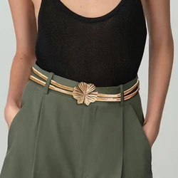 Elastic Gold Chain Belt Female Waist Punk Y2K Goth Silver Metal Belts For Women High Quality Luxury Golden Flower Waistband