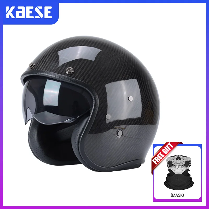 

Carbon Fiber Motorcycle Helmet Men's Retro Cruise three-quarter Helmet all-season Women DOT-certified Motorcycle Riding