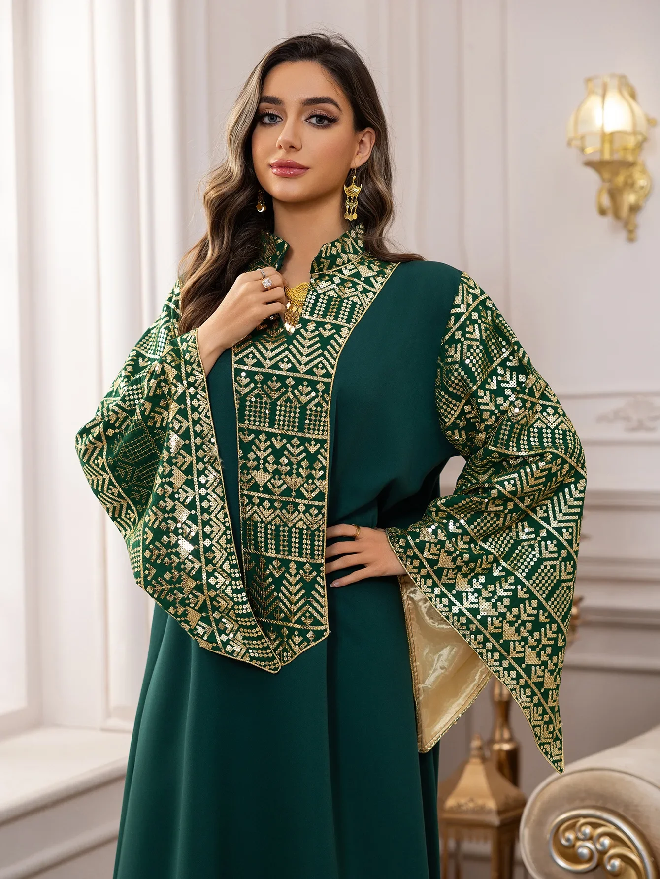 فستان نسائي فساتين عباية للحفلات مطرزة بالترتر رمضان عيد مسلم عربي رداء طويل المغرب دبي قفطان فيستدوس جلابية 2025 #3