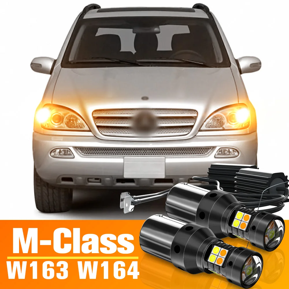 2x Dual Mode LED Turn Signal+Daytime Running Light DRL Accessories For Mercedes Benz M-Class W163 W164 1998-2011 2005 2006 2007