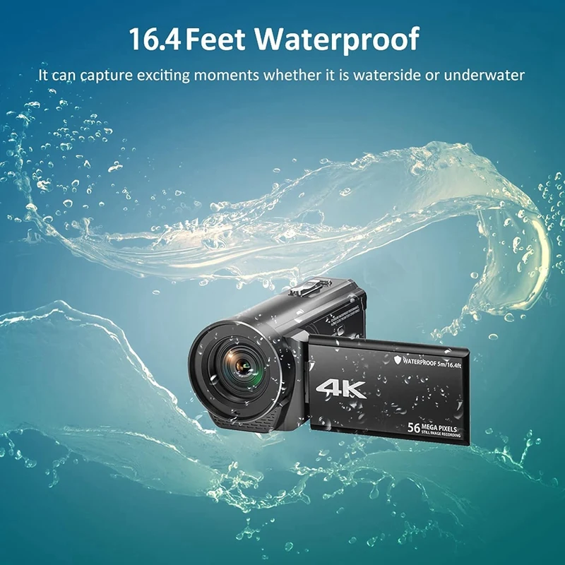 4K Ultra HD 56MP 30FPS Vlogging Camera Black Plastic 18X Digital Zoom Waterproof Video Camera For Youtube