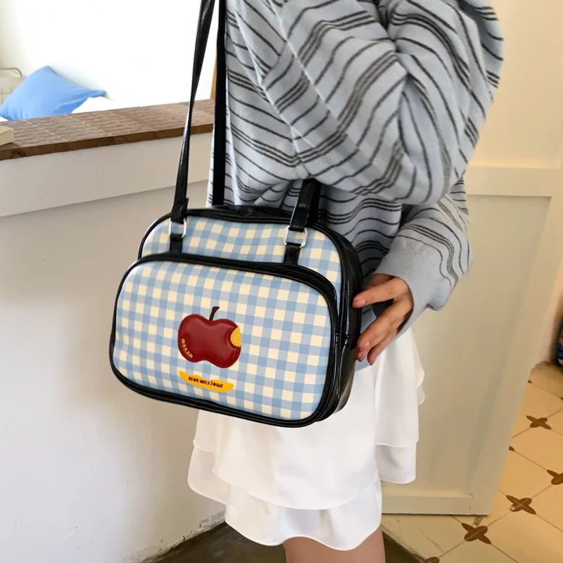 Girl's Cute Apple Backpack Versatile Students Commuting Sweet Style Casual Cute Single Shoulder Crossbody Bag Korean Version Bag