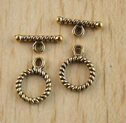 20sets 13.5x10.4mm, bar is 13.8mm Alloy charm accessories  dark gold  spiral shape toggle clasps HWH1270