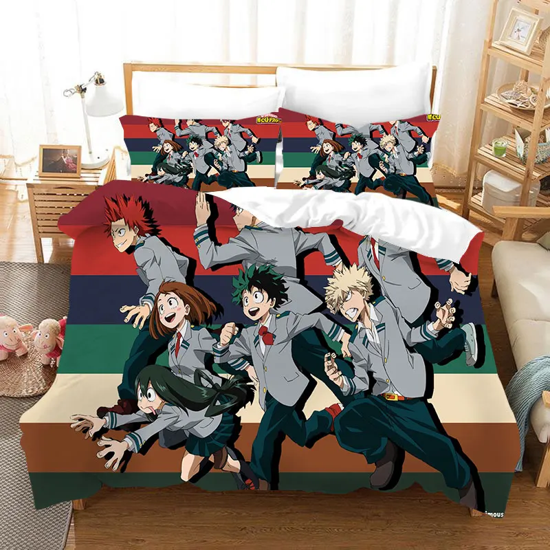 

Anime My Hero Academia Bedding Set Duvet Cover with Pillow Cover Bed Set Single Double Twin Full Queen King Bedroom Decor