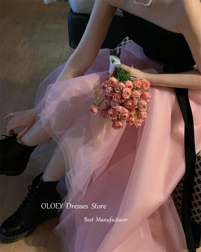 OLOEY Simple A Line Pink Tulle Evening Dresses Korea Wedding Photo shlot Bolero Garden Formal Party Dress Corset Back 2025