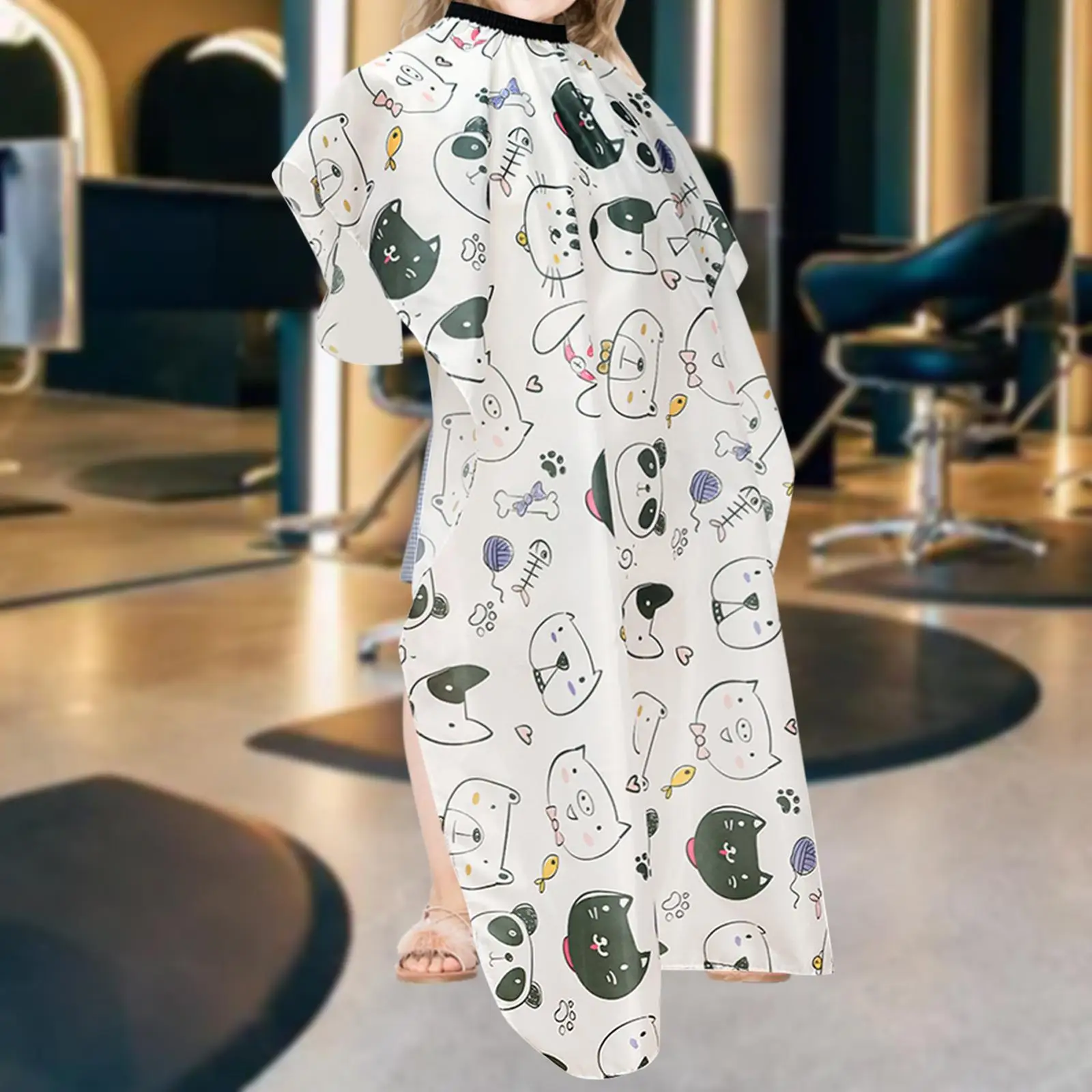 Professional Kids Hair Cutting Cape Animal Print Adjustable Child Barber Apron for Salon Hairdressing