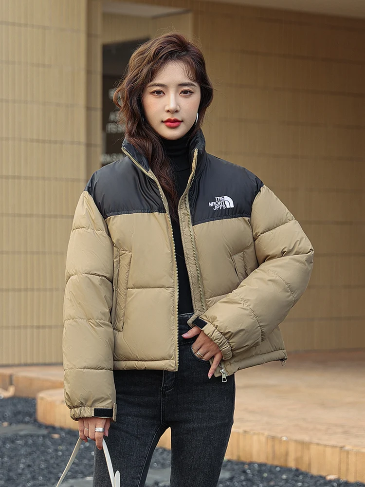 Korean Fashion Patchwork Cute Short Design Down Cotton Bread Quilted Coats Women 2023 New Autumn Winter Jacket Cheap Wholesale