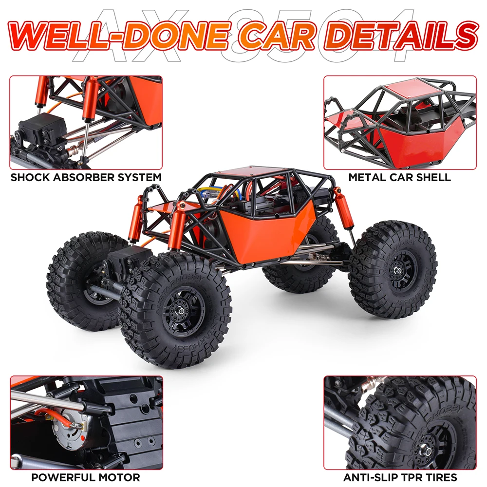 AUSTARHOBBY AX-8504 RC Car 1/10 4WD 2.4G Electric Crawler Climbing Frame Rock Buggy Chassis with Tube Roller Cage Truck Toys