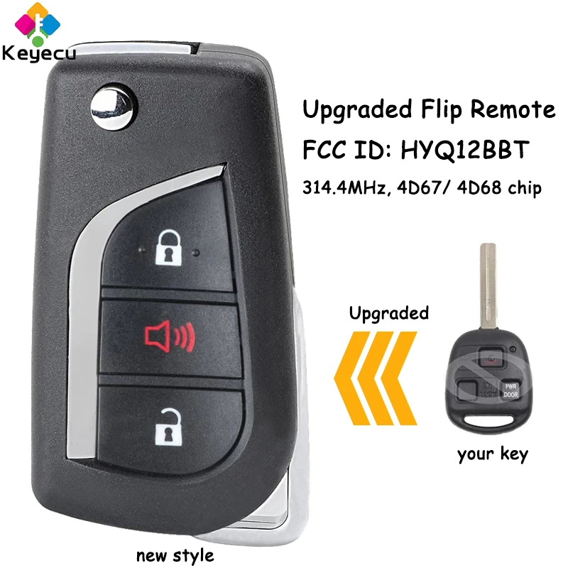 

KEYECU Modified Flip Remote Car Key With 3 Buttons 4D67/ 4D68 Chip 314.3MHz for Lexus RX330 RX350 RX400h RX450h Fob HYQ12BBT