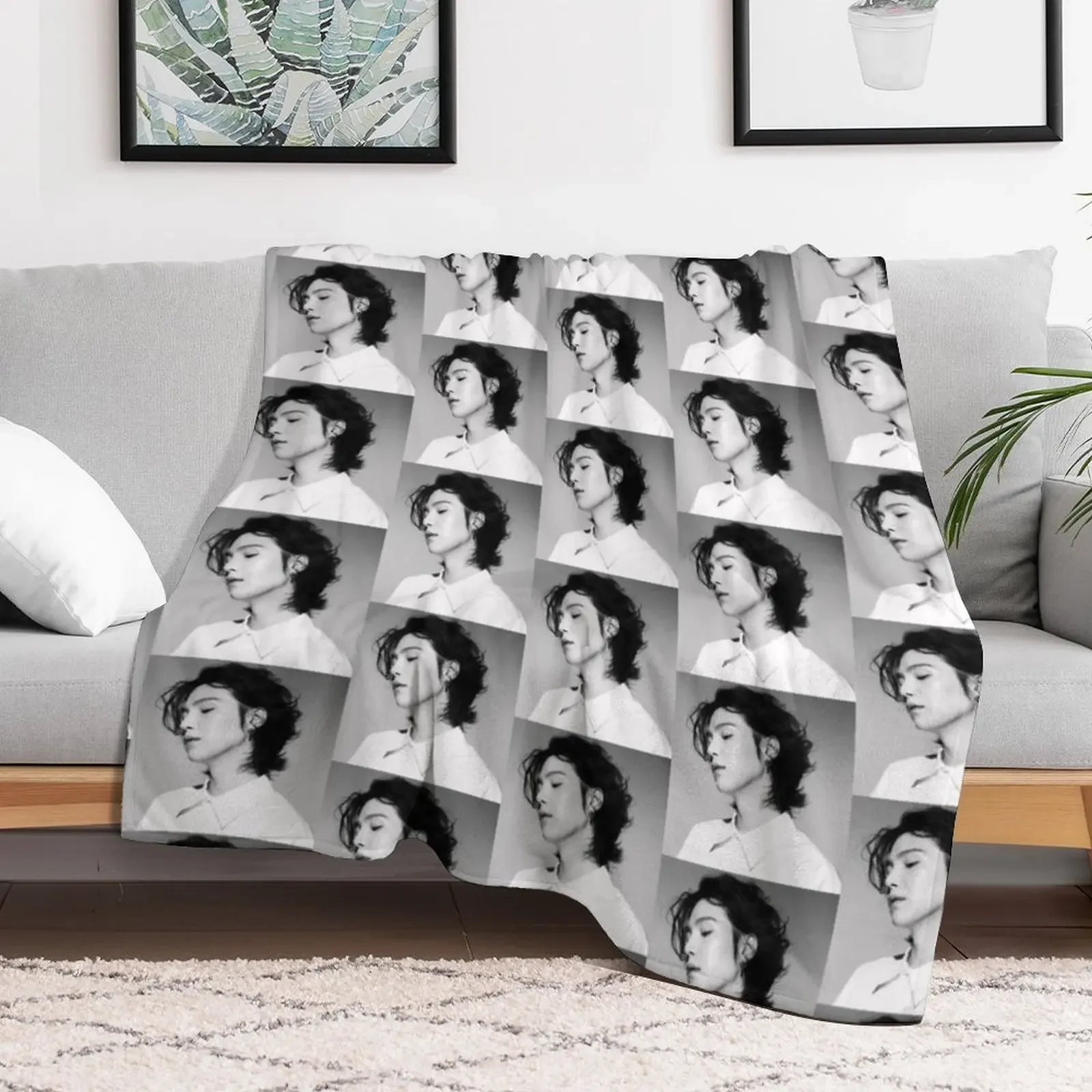 Black and white Yoongi Throw Blanket Quilt valentine gift ideas Blankets For Baby Blankets