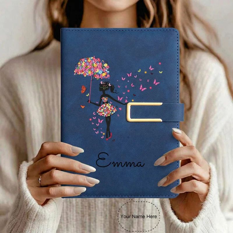 A5 Notebook with Custom Name, Softcover with Personalized Text, 200 Pages, Includes Pen Loop And Bookmark, 2D Flat Design